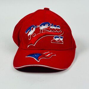 Puerto Rico Red Ball Cap Adjustable Hook & Loop Ball Cap